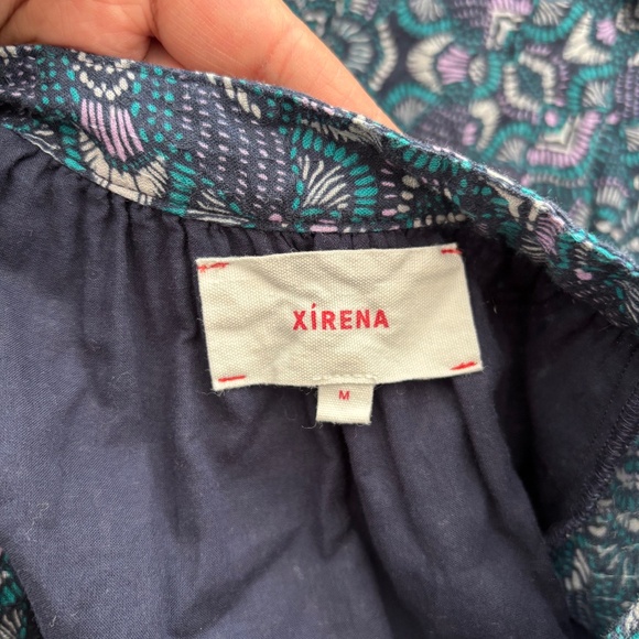 XIRENA Ambrose Belted Tiered Midi Dress Indigo Flora - Size Medium - Picture 2 of 9